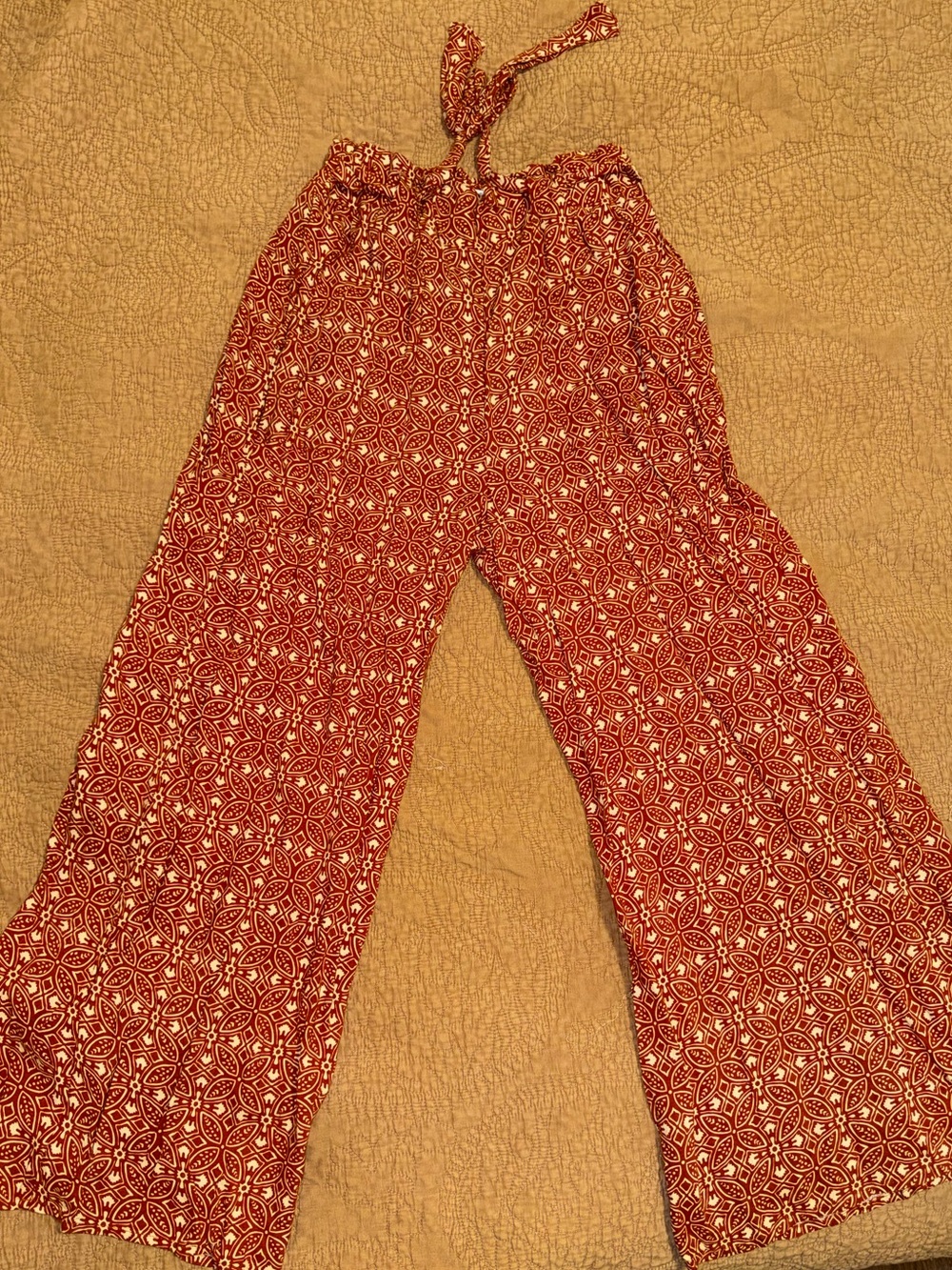 Patrons of Peace Red Printed Wide-Leg Drawstring Pants